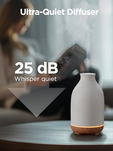 Difusor de Aceites Esenciales InnoGear, 150ml, Cerámica, Aromaterapia, Humidificador Ultrasónico con 2 Modos de Niebla y Apagado Automático, Blanco - imagen 7