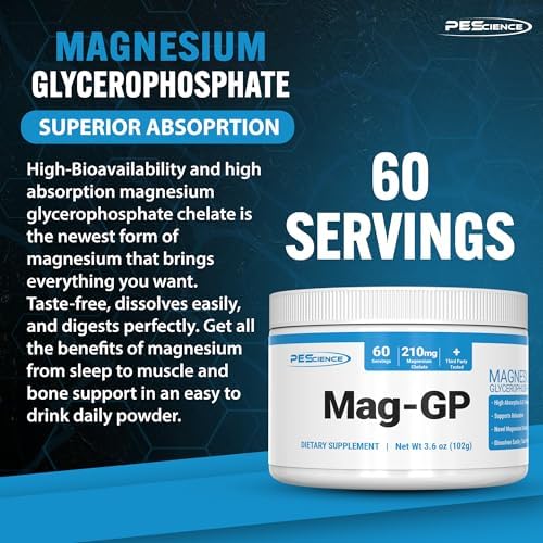 PEScience Mag-GP, Polvo de Glicerofosfato de Magnesio Quelado, 60 Porciones, Alta Absorción, Mejora del Sueño, Alivio del Estrés y Soporte para - imagen 4