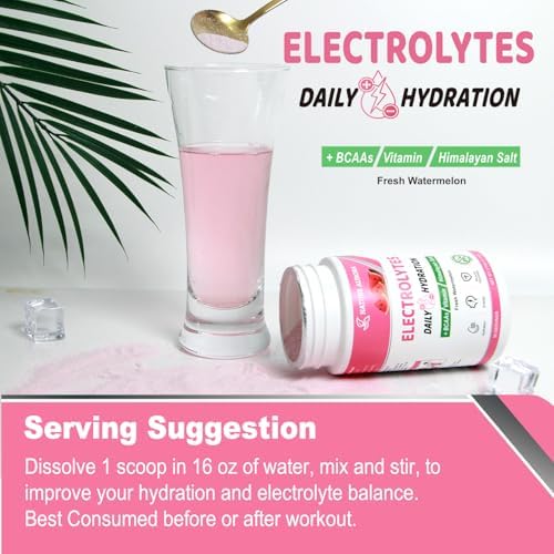 Polvo de Electrolitos Sin Azúcar, Sabor Sandía Fresca, Hidratación con Sal del Himalaya, BCAAs y Vitaminas B, Sin Calorías, Bebida Keto - 90 Porciones - imagen 7