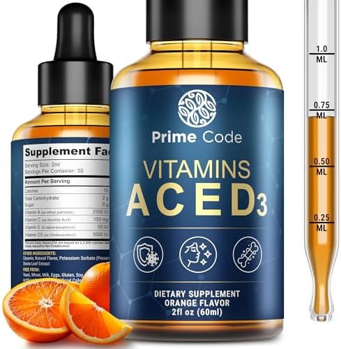 Suplemento Líquido de Vitamina A Code para Hombres y Mujeres con Vitaminas C, E y D3, Gotas de Vitamina A C E D3 para Adultos, No GMO, Absorción - imagen 1