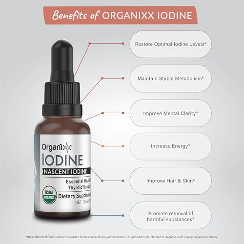 Suplemento de Yodo Organixx, Gotas Líquidas Orgánicas Nascentes, Concentrado Puro de Yodo para Hombres y Mujeres, Libre de Gluten, Vegano, No GMO, - imagen 8