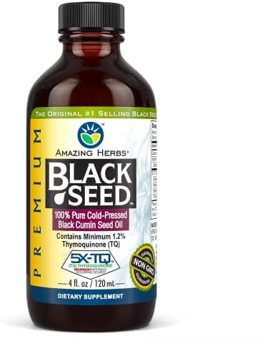 Aceite de Semilla Negra Premium Amazing Herbs - Sin Gluten, No GMO, Prensado en Frío, Apoya la Digestión, Inmunidad y Función Cerebral - 4 Fl Oz - imagen 1