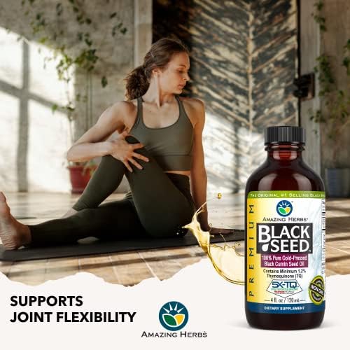 Aceite de Semilla Negra Premium Amazing Herbs - Sin Gluten, No GMO, Prensado en Frío, Apoya la Digestión, Inmunidad y Función Cerebral - 4 Fl Oz - imagen 4