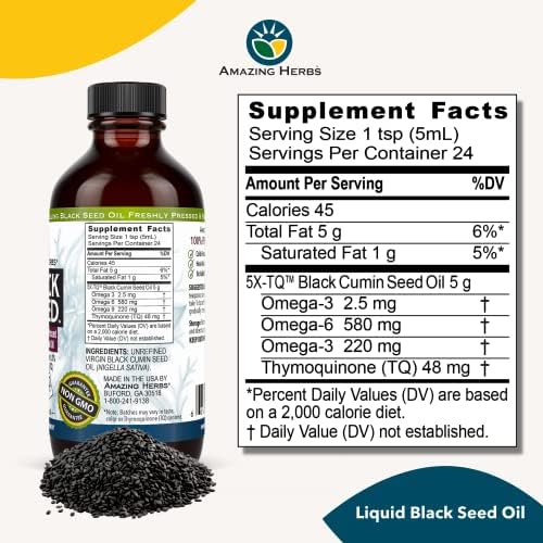 Aceite de Semilla Negra Premium Amazing Herbs - Sin Gluten, No GMO, Prensado en Frío, Apoya la Digestión, Inmunidad y Función Cerebral - 4 Fl Oz - imagen 6