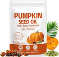 MaxHemp Aceite de Semilla de Calabaza 3000mg + Cápsulas de Saw Palmetto (300 Softgels) - Mezcla Prensada en Frío, Apoya el Crecimiento del Cabello, - imagen 1