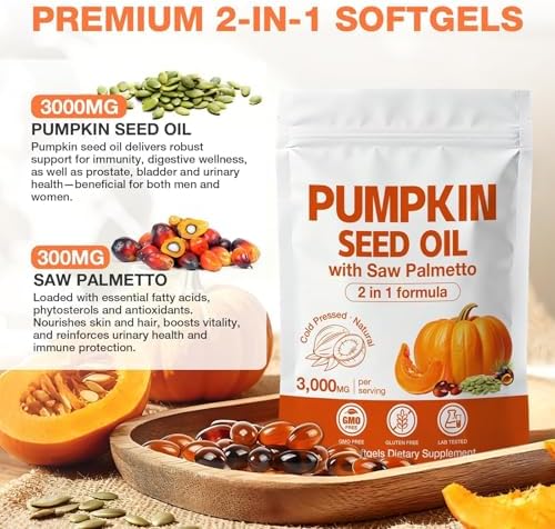 MaxHemp Aceite de Semilla de Calabaza 3000mg + Cápsulas de Saw Palmetto (300 Softgels) - Mezcla Prensada en Frío, Apoya el Crecimiento del Cabello, - imagen 4