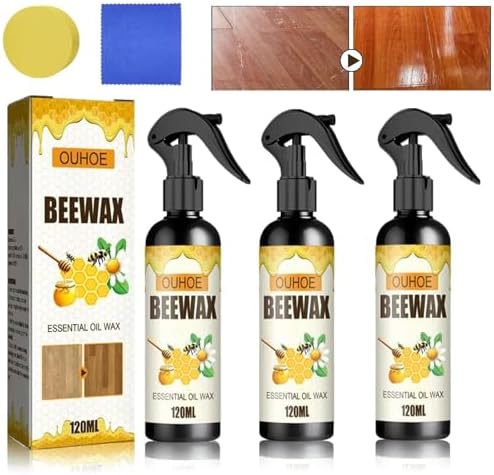 OUKPANE 3 Piezas Spray de Cera de Abeja Natural, Pulidor y Limpiador de Muebles, Cera para Madera, Ideal para Sala, Cocina y Pisos de Madera (360ML) - imagen 1