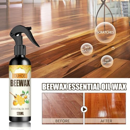 OUKPANE 3 Piezas Spray de Cera de Abeja Natural, Pulidor y Limpiador de Muebles, Cera para Madera, Ideal para Sala, Cocina y Pisos de Madera (360ML) - imagen 2