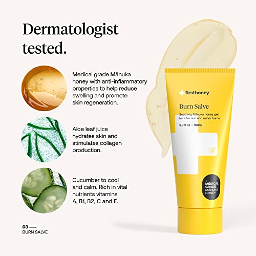 FIRST HONEY® Ungüento para Quemaduras | Gel de Aloe Vera con Miel de Manuka de Grado Médico | Remedio Natural para Quemaduras Solares y Menores | - imagen 4
