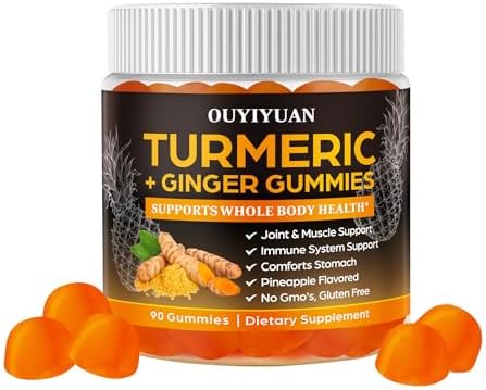 Gomitas de Cúrcuma, Alivio para Articulaciones y Músculos + Soporte Inmunológico, Sabor Natural a Piña, Sin OGM, Sin Gluten, 90 Gomitas - imagen 1
