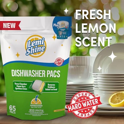 Lemi Shine Detergente Natural para Lavavajillas en Paquetes con Limpiador - Suministros de Limpieza Ecológicos - 31.8 oz (65 Piezas) - imagen 5