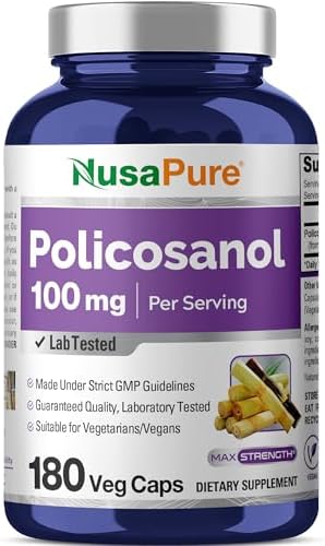 NusaPure Policosanol 100 mg 180 Cápsulas Veganas (Veganas, No GMO) - imagen 1