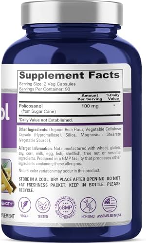 NusaPure Policosanol 100 mg 180 Cápsulas Veganas (Veganas, No GMO) - imagen 2