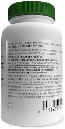 Health Thru Nutrition Skineu - Probiótico + Prebiótico para la Piel | Apoya la Hidratación y Elasticidad | Ingredientes Clínicamente Estudiados | 30 - imagen 4