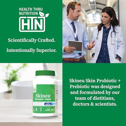 Health Thru Nutrition Skineu - Probiótico + Prebiótico para la Piel | Apoya la Hidratación y Elasticidad | Ingredientes Clínicamente Estudiados | 30 - imagen 5