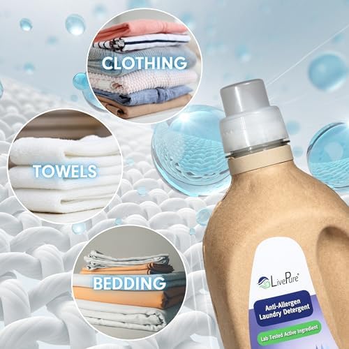 Detergente para Ropa LivePure Anti-Alergénico 50 OZ para Ácaros, Caspa de Mascotas y Alergias. - imagen 5