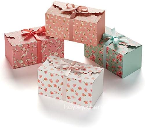 Cajas de Regalo Florales con Tapa y Listones (Paquete de 20) 8” x 4” Cajas Decorativas Pastel para Pequeños Regalos, Galletas, Sweets Indios, Diwali, - imagen 1