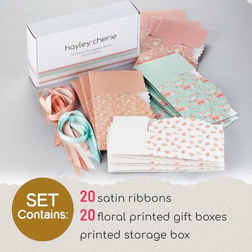 Cajas de Regalo Florales con Tapa y Listones (Paquete de 20) 8” x 4” Cajas Decorativas Pastel para Pequeños Regalos, Galletas, Sweets Indios, Diwali, - imagen 5