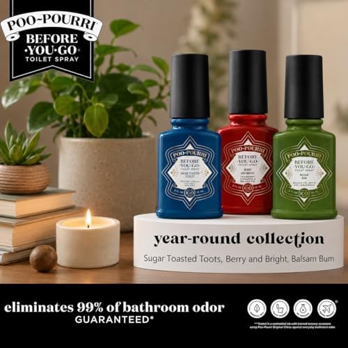 Poo-Pourri Spray para Inodoro, Set de Regalo Pack Holiday - Balsamo de Bayas y Brillo y Toots Azucarados, Incluye 3 Botellas de 2 Onzas - imagen 2