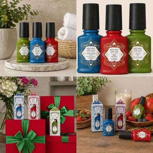 Poo-Pourri Spray para Inodoro, Set de Regalo Pack Holiday - Balsamo de Bayas y Brillo y Toots Azucarados, Incluye 3 Botellas de 2 Onzas - imagen 4