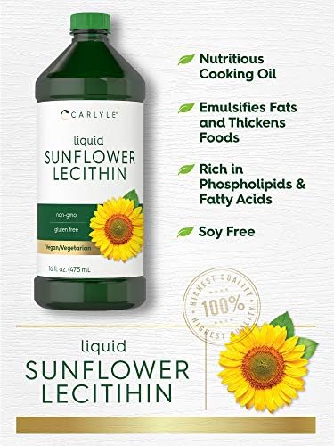 Carlyle Lecitina de Girasol Líquida | 16 fl oz | Paquete de 2 | Vegana, Vegetariana, Sin OGM, Sin Soja ni Gluten - imagen 3