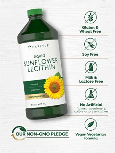 Carlyle Lecitina de Girasol Líquida | 16 fl oz | Paquete de 2 | Vegana, Vegetariana, Sin OGM, Sin Soja ni Gluten - imagen 4