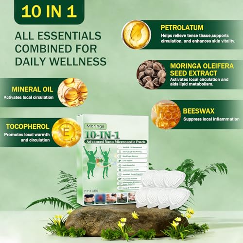 Parche de Microagujas Avanzado HENGRUNXIN Moringa 10 en 1, Nuevos Parches de Moringa - 7 tabletas/caja, Parches Naturales para la Piel para Mujeres y - imagen 3