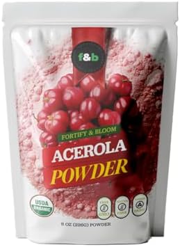 Polvo de Acerola Orgánica Congelada F&B Superfoods (8oz) - Polvo de Vitamina C Orgánica para Refuerzo Inmunológico, Batidos y Jugo de Cereza, Origen - imagen 1