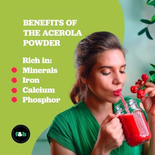 Polvo de Acerola Orgánica Congelada F&B Superfoods (8oz) - Polvo de Vitamina C Orgánica para Refuerzo Inmunológico, Batidos y Jugo de Cereza, Origen - imagen 7