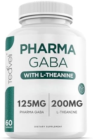 Suplemento Teaveli Pharma GABA con L-Teanina - 100mg de PharmaGABA y 200mg de L-Teanina - Etiqueta Limpia - Apoya la Calma y el Enfoque - Sin - imagen 1