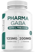 Suplemento Teaveli Pharma GABA con L-Teanina - 100mg de PharmaGABA y 200mg de L-Teanina - Etiqueta Limpia - Apoya la Calma y el Enfoque - Sin - imagen 1