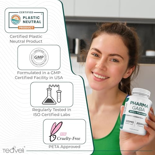 Suplemento Teaveli Pharma GABA con L-Teanina - 100mg de PharmaGABA y 200mg de L-Teanina - Etiqueta Limpia - Apoya la Calma y el Enfoque - Sin - imagen 6