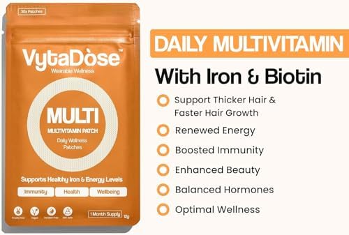Parche Multivitamínico Vytadose | Crecimiento Capilar para Mujeres | Parches Diarios de Hierro, Biotina y Vitaminas | Vegan, Resistente al Agua | 30 - imagen 3