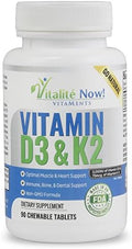 Vitalité Now! Mejor Vitamina D3 2000 IU + K2 - Absorción Optimizada en Forma MK7 para Salud Pulmonar, Huesos Fuertes y Corazón Saludable - Natural - - imagen 1