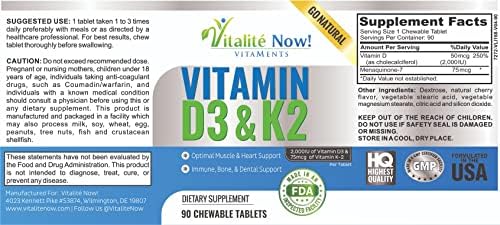Vitalité Now! Mejor Vitamina D3 2000 IU + K2 - Absorción Optimizada en Forma MK7 para Salud Pulmonar, Huesos Fuertes y Corazón Saludable - Natural - - imagen 7