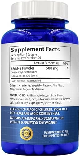 Suplemento SAM-E 500mg | Absorción Fácil S-Adenosil-L-Metionina para Soporte Óseo y del Ánimo | Hecho en EE. UU. Sin OGM y Sin Gluten (90 Días) - imagen 3