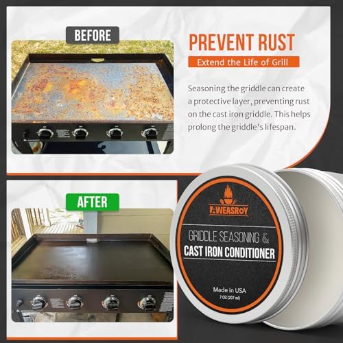 Kit de Cuidado AWEASROY para Sartenes de Hierro Fundido y Plancha 7 OZ, Incluye Removedor de Óxido y Sazonador Seguro para Alimentos - imagen 4
