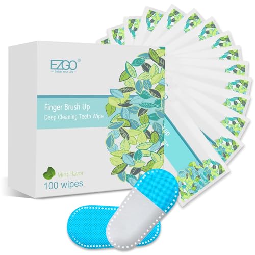 EZGO 100 piezas Toallitas Dentales de Limpieza Profunda Cepillo de Dedo Sin Látex Sabor Menta - imagen 1