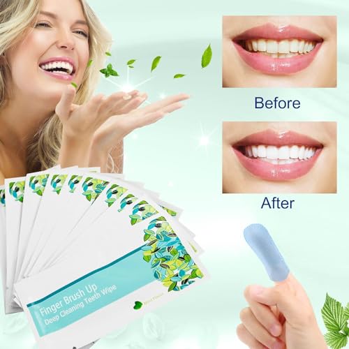 EZGO 100 piezas Toallitas Dentales de Limpieza Profunda Cepillo de Dedo Sin Látex Sabor Menta - imagen 2