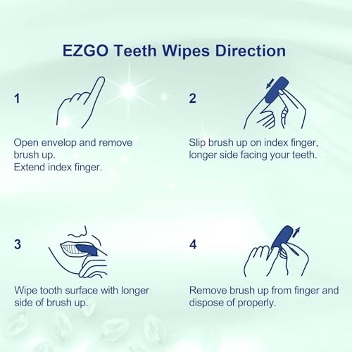 EZGO 100 piezas Toallitas Dentales de Limpieza Profunda Cepillo de Dedo Sin Látex Sabor Menta - imagen 6