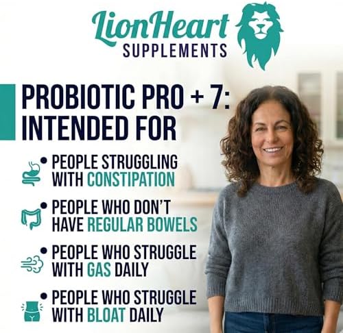 Suplementos LionHeart Probióticos para Alivio del Estreñimiento y Salud Digestiva – Pro+7 con 7 Cepas, 5 Mil Millones de UFC – Apoya la Regularidad - imagen 2