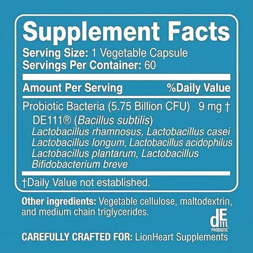 Suplementos LionHeart Probióticos para Alivio del Estreñimiento y Salud Digestiva – Pro+7 con 7 Cepas, 5 Mil Millones de UFC – Apoya la Regularidad - imagen 3