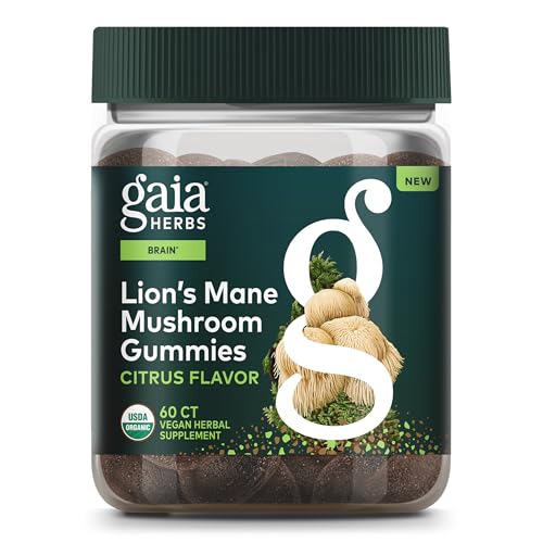 Gomitas de Hongo Melena de León de Gaia Herbs - Suplemento para el Cerebro - Orgánicas, Sin Gluten, Soja ni Lácteos - 60 Gomitas Veganas (30 - imagen 1