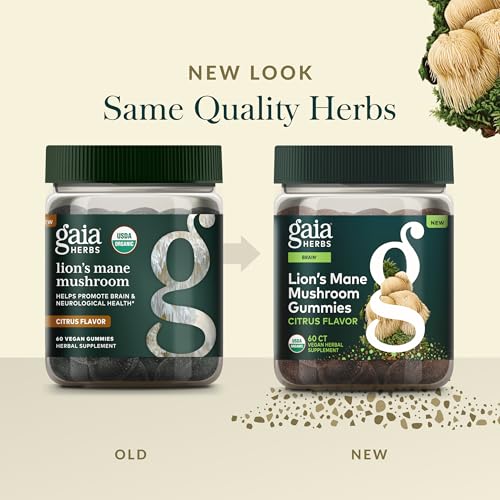 Gomitas de Hongo Melena de León de Gaia Herbs - Suplemento para el Cerebro - Orgánicas, Sin Gluten, Soja ni Lácteos - 60 Gomitas Veganas (30 - imagen 6