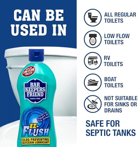 Bar Keepers Friend EZ-Flush Líquido para Inodoro (2 x 12 Oz) Previene Atascos, Olores y Residuos en Inodoros Regulares, de Bajo Flujo, de Barco y RV - imagen 4