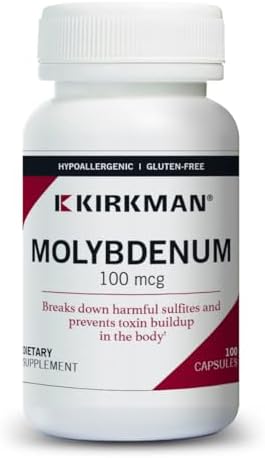 Kirkman - Molibdeno 100 mcg - 100 Cápsulas - Minerales Esenciales - Descompone Sulfitos y Tóxicos - Hipoalergénico - imagen 1