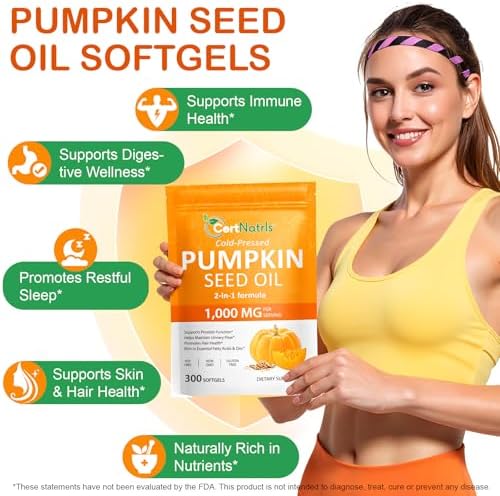 Cápsulas de Aceite de Semilla de Calabaza GTZSXNP, 2 en 1 con Saw Palmetto, Suplementos para el Crecimiento del Cabello y Salud de Vejiga y Próstata - imagen 3