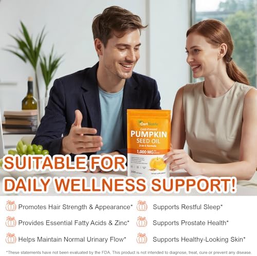 Cápsulas de Aceite de Semilla de Calabaza GTZSXNP, 2 en 1 con Saw Palmetto, Suplementos para el Crecimiento del Cabello y Salud de Vejiga y Próstata - imagen 5