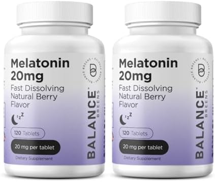 Tabletas de Melatonina Balancebreens 20mg de Disolución Rápida - Alta Potencia, Acción Rápida, Soporte Natural para Dormir - 120 Pastillas (Paquete - imagen 1