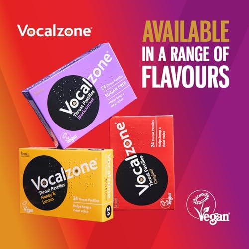 Pastillas para la garganta Vocalzone de grosella negra sin azúcar - 3 paquetes de 24 para aliviar la garganta y la ronquera por el uso excesivo de la - imagen 3